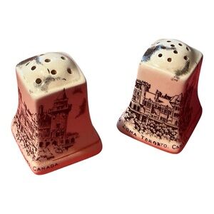 “Casa Loma Toronto Canada” Made England salt pepper shaker set porcelain vintage